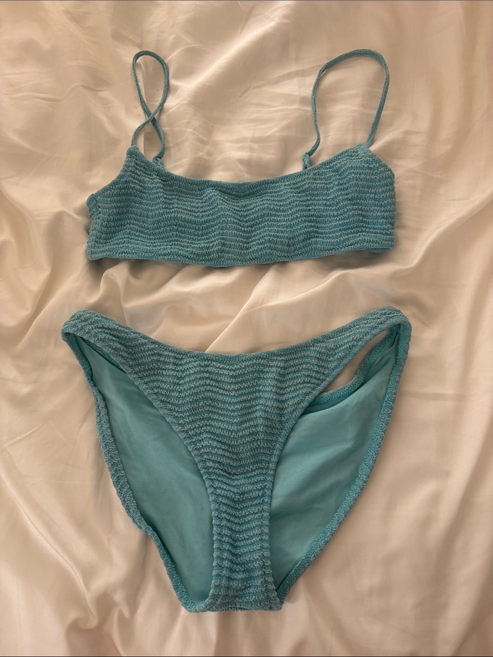 Triangle Textured Teal Mica Bikini